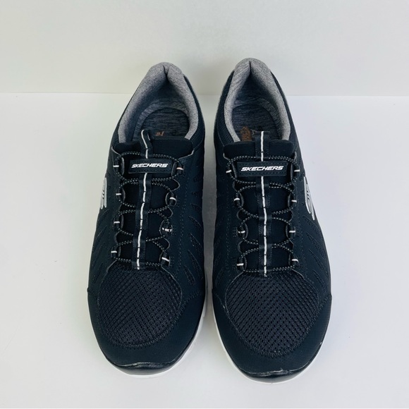 Skechers Gratis Black Walking Running Shoes Bungee Laces Slip On Women’s Size 10 - Picture 9 of 11